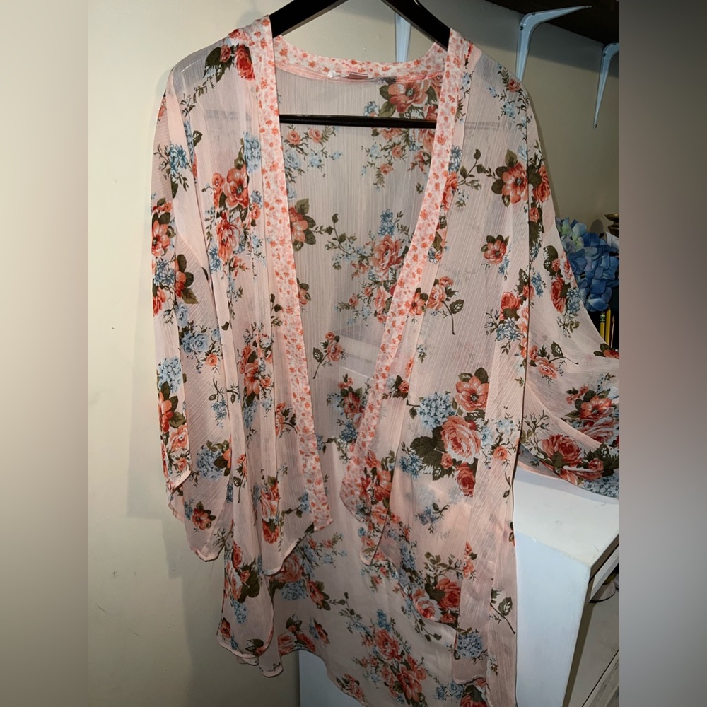 Peach Floral Oversized Coverup